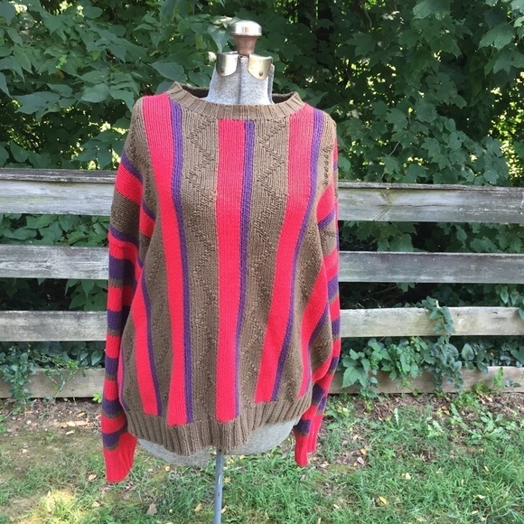 Tommy Hilfiger Striped Handknitted Sweater Men’s Large - Picture 1 of 7